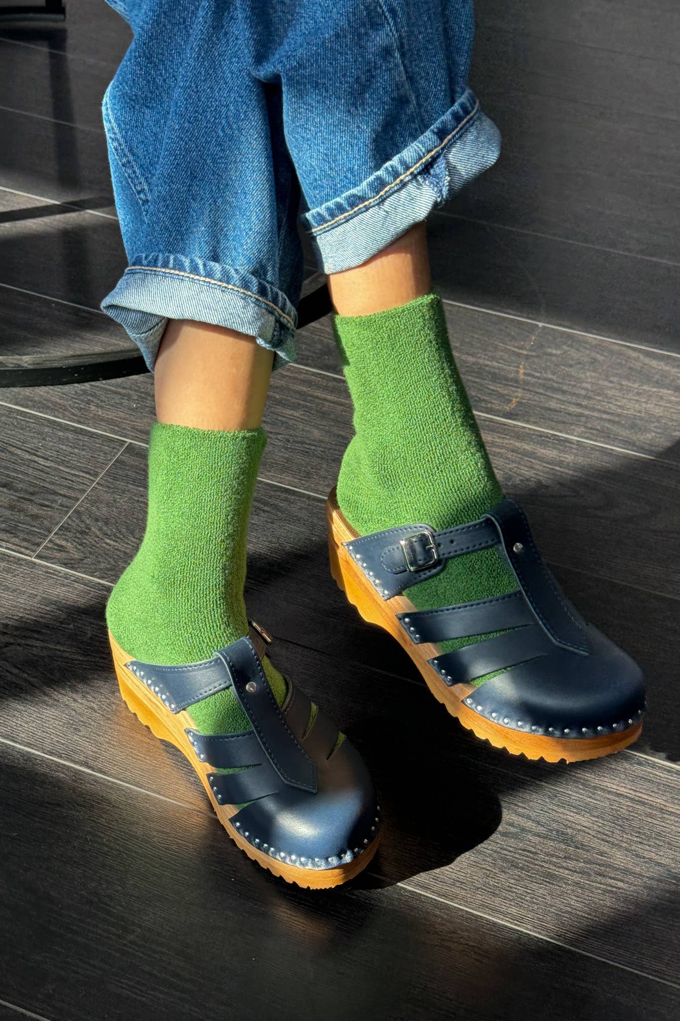 Cloud Socks: Green Olive