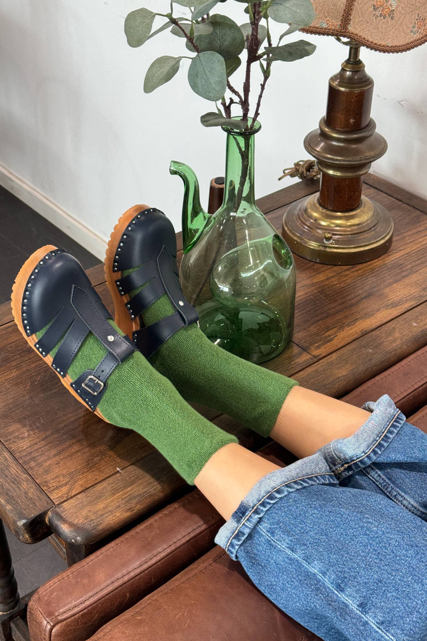 Cloud Socks: Green Olive