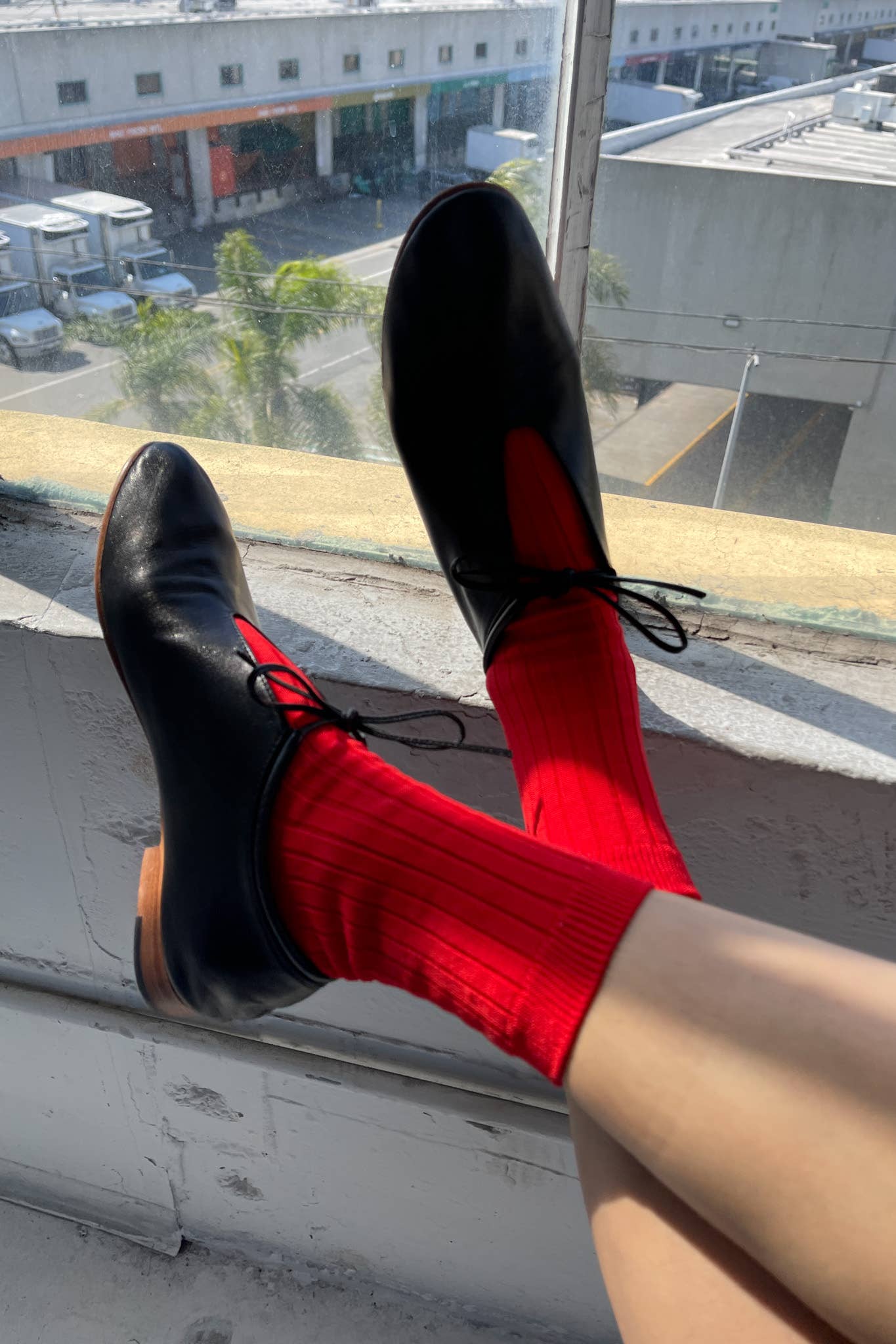 Her Socks - Mercerized Combed Cotton Rib: Flame